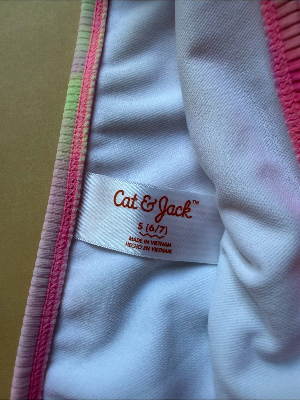 Cat & Jack Girls Size 6/7 Swimsuit Bundle Floral Cutout & Tie Dye Rash Guard